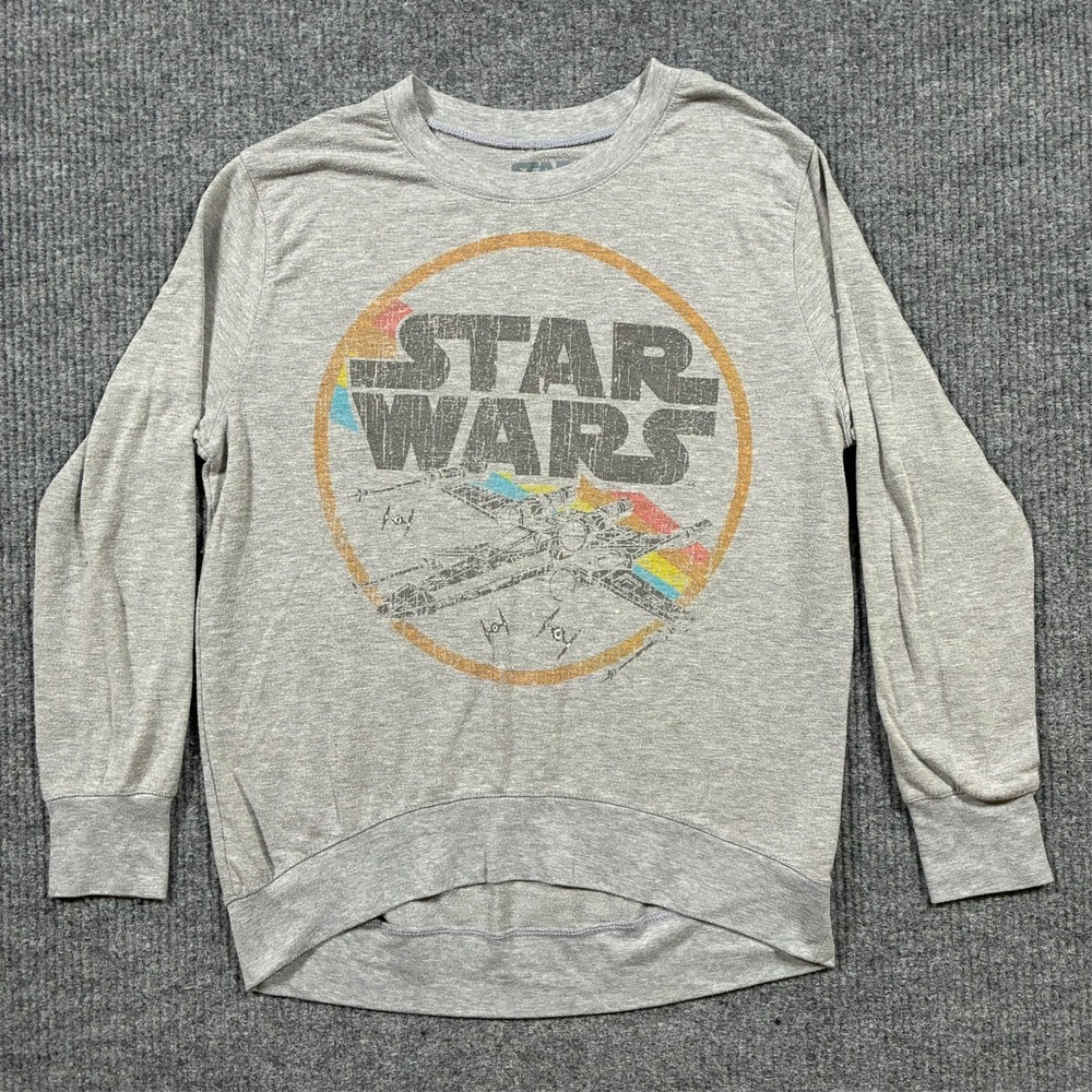 Star Wars Graphic Pullover Sweatshirt Mens Size XL Gray Stretch Long Sleeve